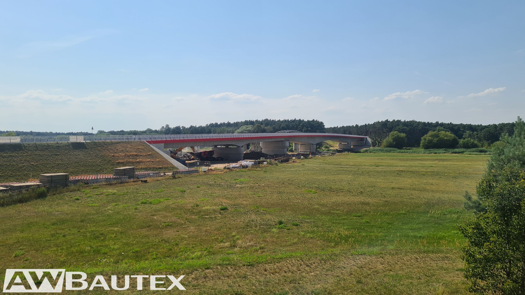 Budowa mostu w miejscowości Rogalinek w ciągu DW 431, AWBautex - Usługi budowlane, Generalny wykonawca, Roboty żelbetowe, Prace murowe